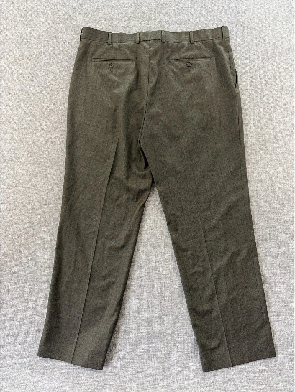 Stafford Classic Fit Mens Dress Pants 42x32 Brown Check Wool Blend